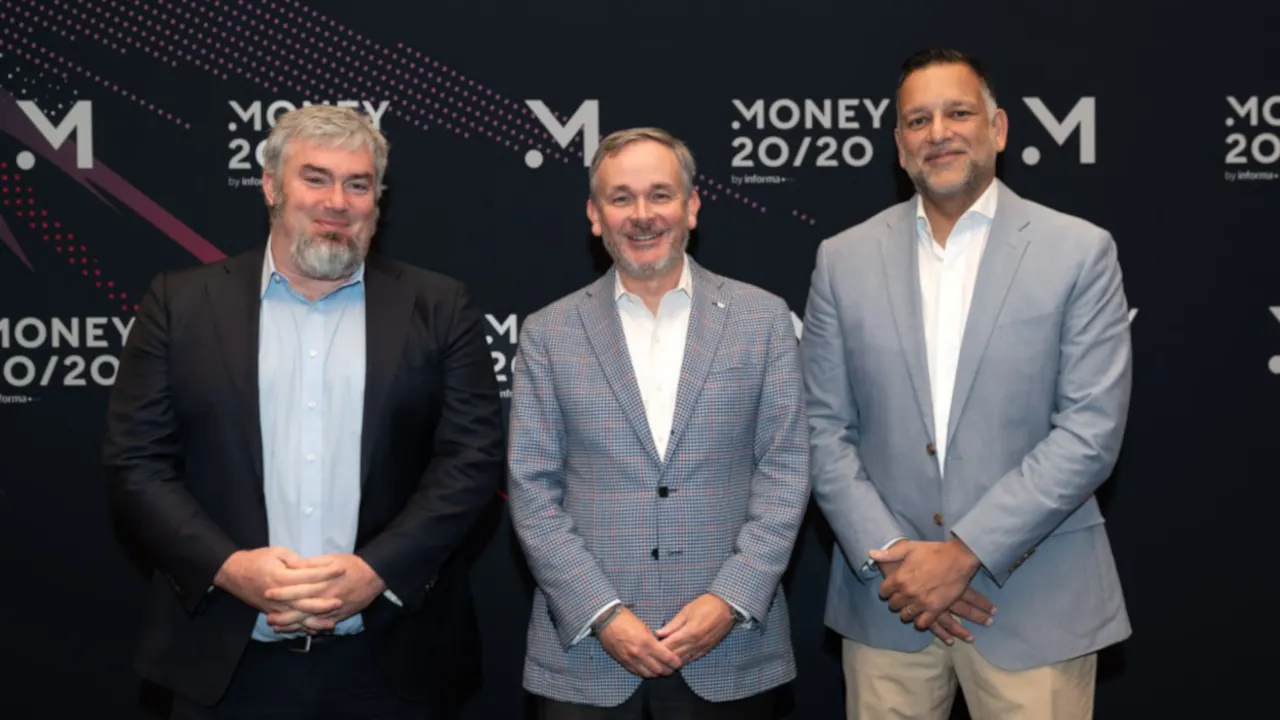 Anchorage Digital CEO Nathan McCauley, Western Union CEO Devin McGranahan, and Solana Foundation GM of Payments Sheraz Shere (from left) at Money 20/20 2025. Photo: Solana Foundation