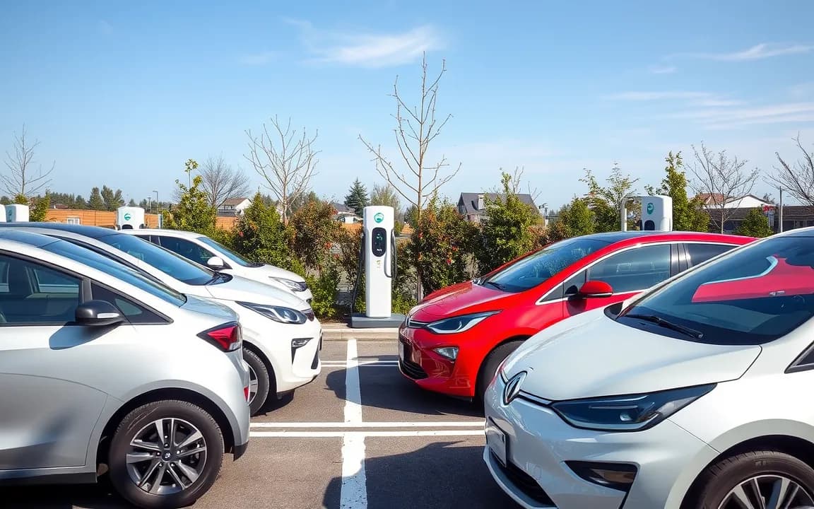 AI generated image of EV cars parked