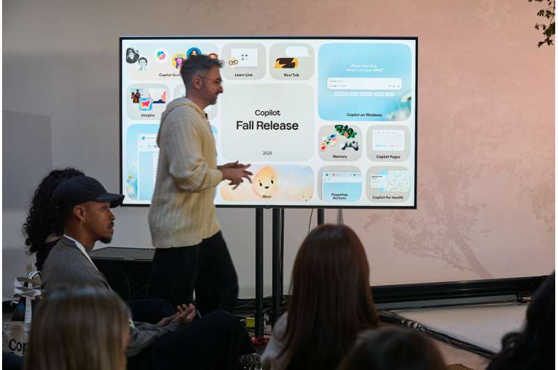 Mustafa Suleyman, the CEO of Microsoft AI, introduces Mico, short for Microsoft Integrated Companion, the new Microsoft Copilot, a memory-based AI assistant during Microsoft's Fall 2025 Copilot Sessions event on Wednesday, Oct. 22, 2025, in Los Angeles. Credit: AP Photo/Damian Dovarganes