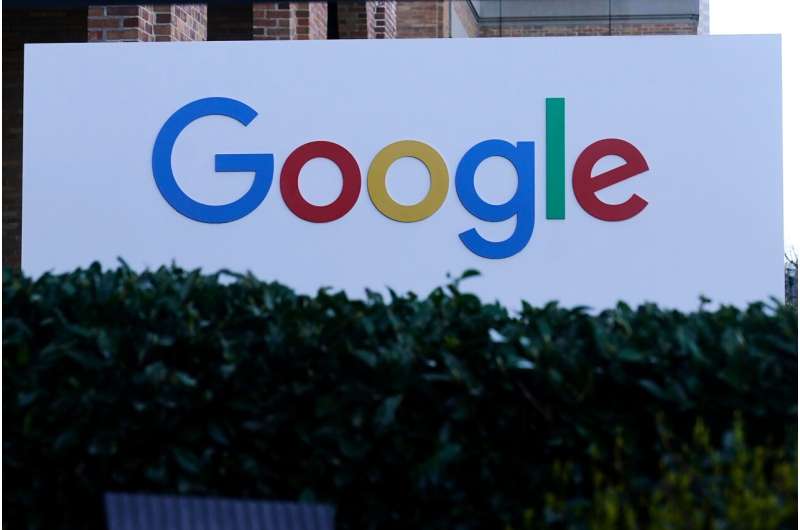 A Google sign is displayed at the company's office in San Francisco, April 12, 2023. Credit: AP Photo/Jeff Chiu, File